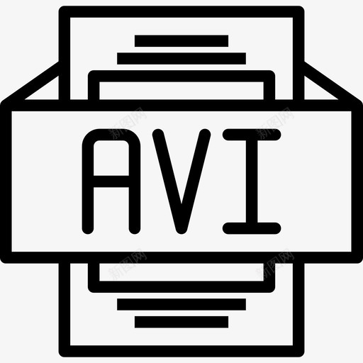 Avi文件类型3线性图标svg_新图网 https://ixintu.com Avi 文件类型3 线性