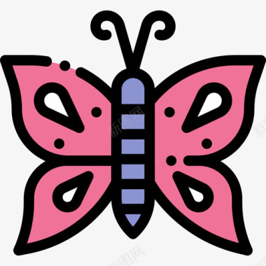蝴蝶热带15线形颜色图标图标