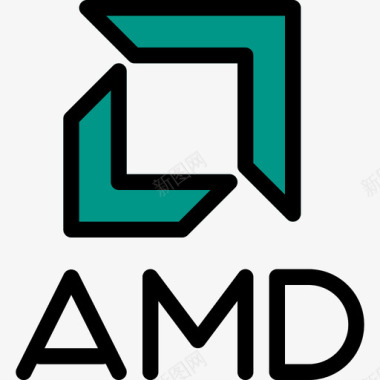 Amd徽标和品牌2线性颜色图标图标