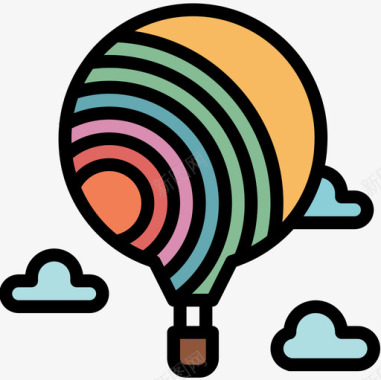 气球夏季51线性颜色图标图标
