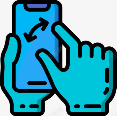 智能手机6号手线性颜色图标图标