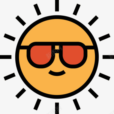 太阳夏季43线性颜色图标图标