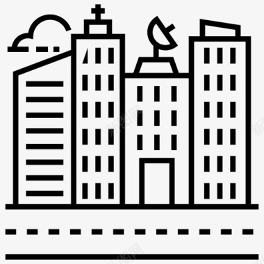 城市景观城市建筑摩天大楼图标图标
