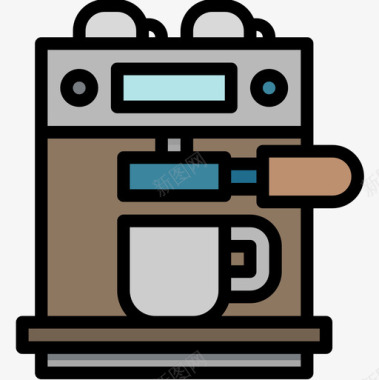 浓缩咖啡咖啡店70线性颜色图标图标