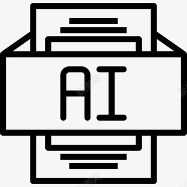 AI文件类型3线性图标图标