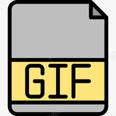 Gif文件扩展名3线性颜色图标图标