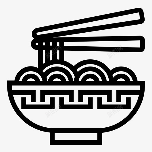 面条碗中国新年图标svg_新图网 https://ixintu.com 中国新年 农历 年画 碗 筷子 面条 食物