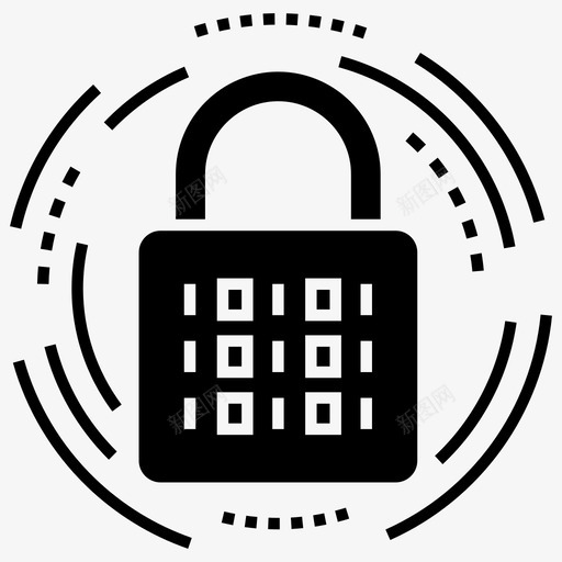 数字锁闩锁挂锁图标svg_新图网 https://ixintu.com 保护 安全 挂锁 数字经济字形图标 数字锁 闩锁