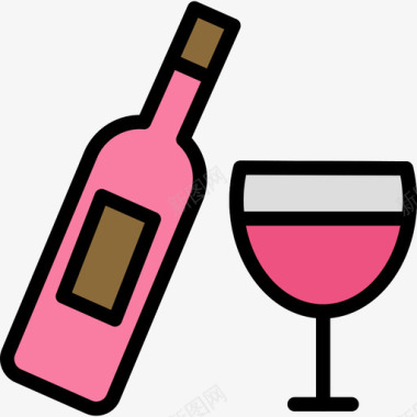 葡萄酒食物87线性颜色图标图标