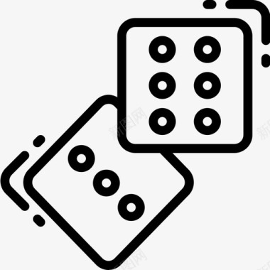 骰子运动和游戏2直线型图标图标