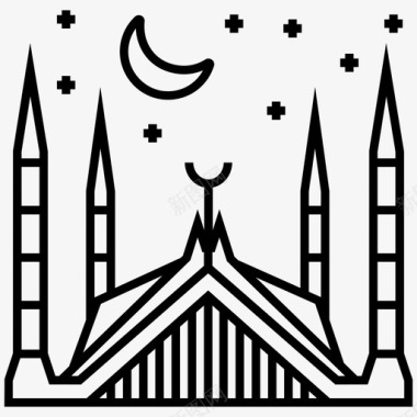 费萨尔清真寺霍利广场伊斯兰堡大厦图标图标