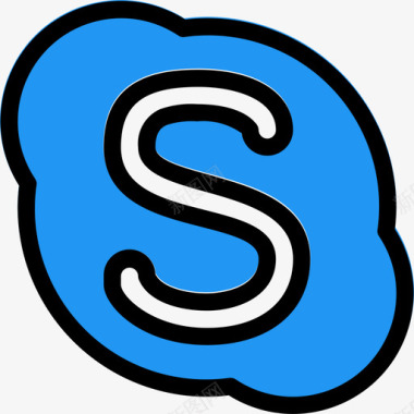 Skype社交媒体图标3线性颜色图标