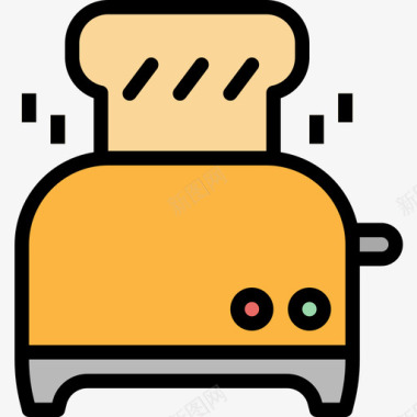 烤面包咖啡店70线性颜色图标图标