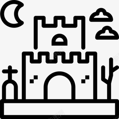 城堡游乐园11线性图标图标