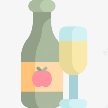 苹果酒感恩节36平淡图标图标