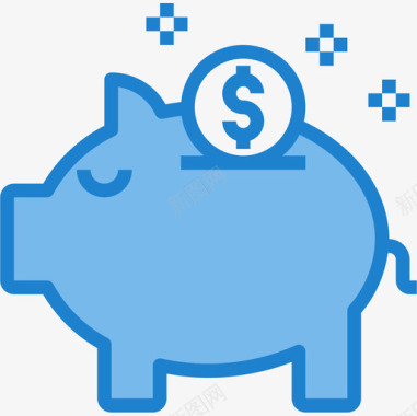 小猪银行银行和金融23蓝色图标图标