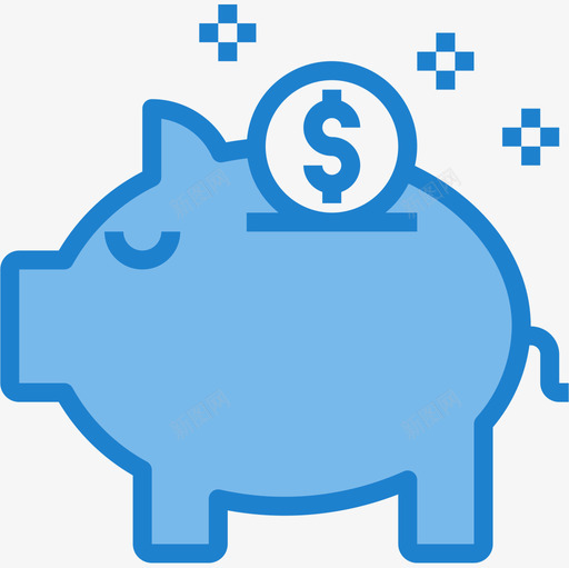 小猪银行银行和金融23蓝色图标svg_新图网 https://ixintu.com 小猪银行 蓝色 银行和金融23