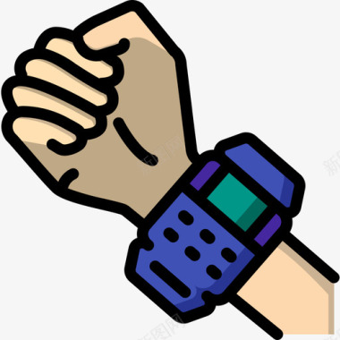 智能手表80年代17线性颜色图标图标