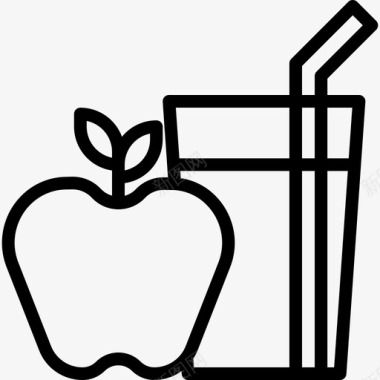 苹果汁饮料6线性图标图标