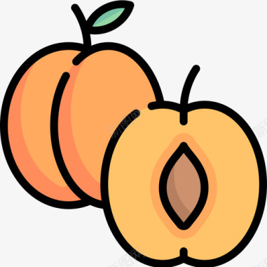 杏水果和蔬菜14线形颜色图标图标
