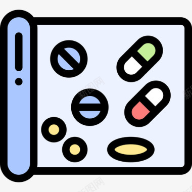 药丸药剂学13线性颜色图标图标