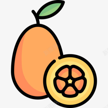 金橘水果和蔬菜14线形颜色图标图标