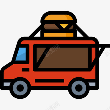 食品车运输92线性颜色图标图标