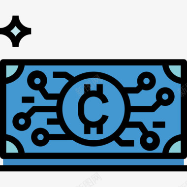 加密货币比特币28线性颜色图标图标