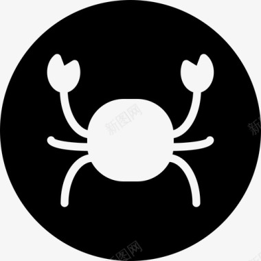 螃蟹夏季圆形填充图标图标