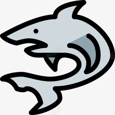 鲨鱼动物43线形颜色图标图标