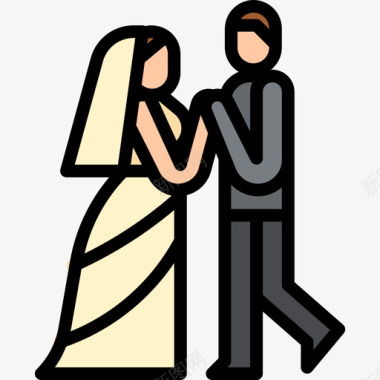 婚礼婚礼76线性颜色图标图标