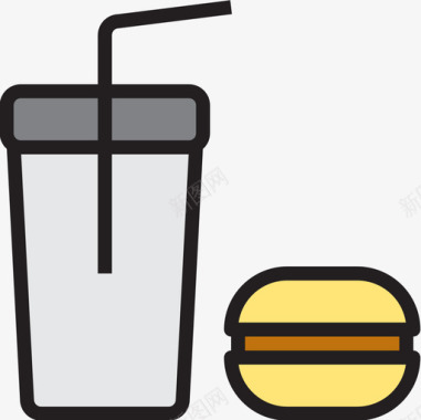 垃圾食品饮料13线性颜色图标图标