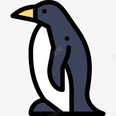 企鹅海洋生物22线性颜色图标图标
