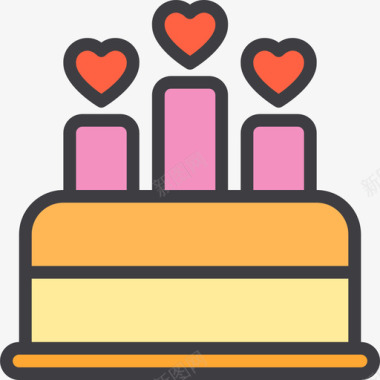 结婚蛋糕爱情72线性颜色图标图标