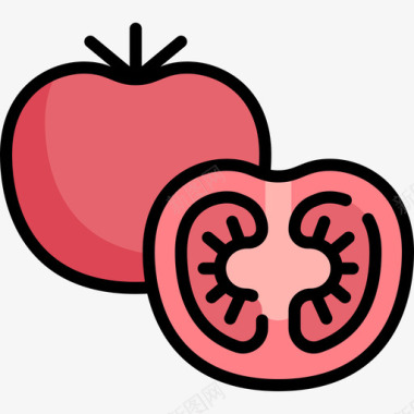 番茄水果和蔬菜14线形颜色图标图标