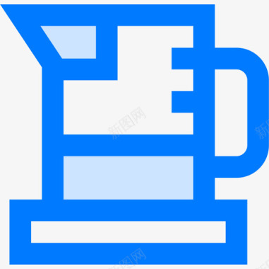 水壶咖啡和茶4蓝色图标图标