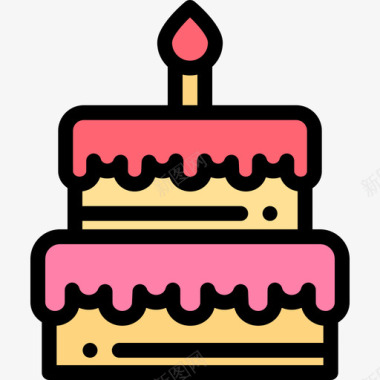 生日蛋糕婴儿57线性颜色图标图标