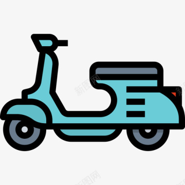 踏板车运输92线性颜色图标图标