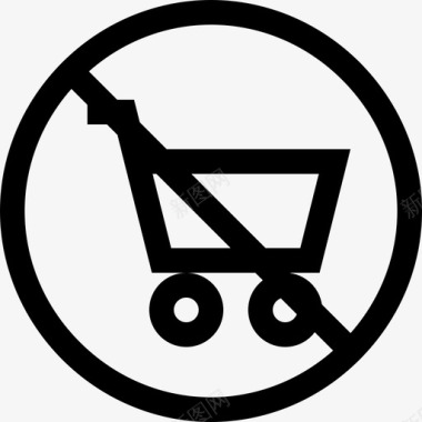 禁止购物车公共标志3直线图标图标
