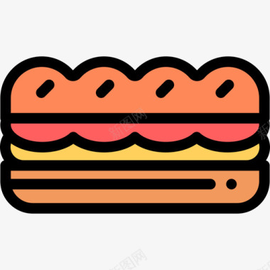 三明治快餐32线性颜色图标图标