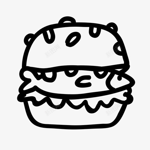 鱼肉汉堡快餐手绘图标svg_新图网 https://ixintu.com 快餐 手绘 手绘食品 鱼肉汉堡