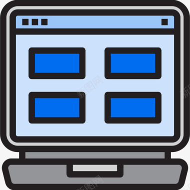 图像笔记本电脑浏览器3线性颜色图标图标