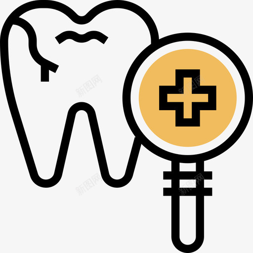 牙齿健康检查2黄色阴影图标svg_新图网 https://ixintu.com 健康检查2 牙齿 黄色阴影