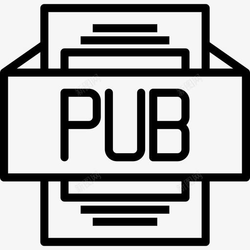 Pub文件类型3线性图标svg_新图网 https://ixintu.com Pub 文件类型3 线性