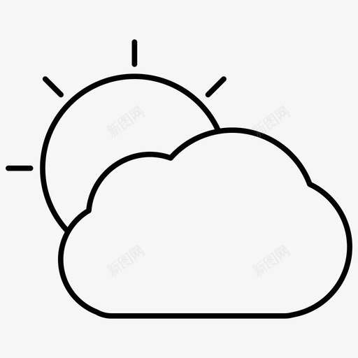 晴天多云炎热图标svg_新图网 https://ixintu.com 多云 天气轮廓图标 晴天 炎热