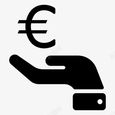 欧元收入现金捐赠图标图标