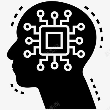 处理器芯片大脑人工智能人形图标图标
