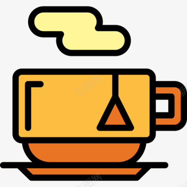 茶杯41号餐厅线性颜色图标图标