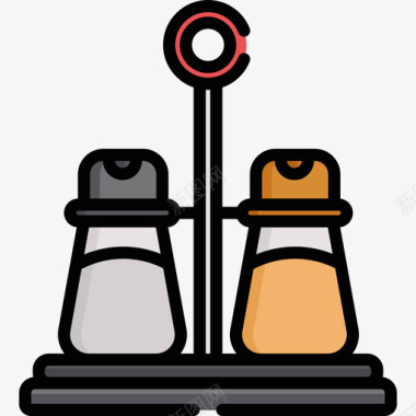 盐和胡椒烧烤17线性颜色图标图标