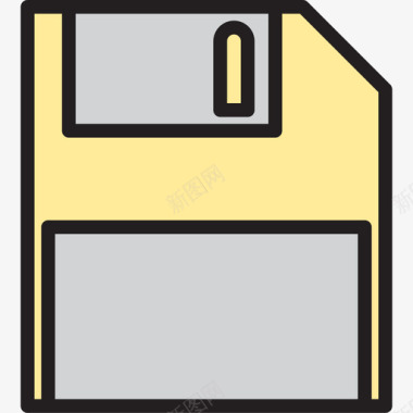 软盘计算机设备2线性彩色图标图标